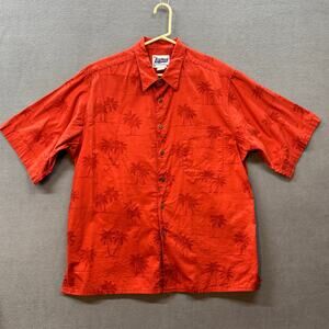 Reyn Spooner Genuine Merchandise Palm Tree Print Hawaiian Aloha Shirt Men XL Red